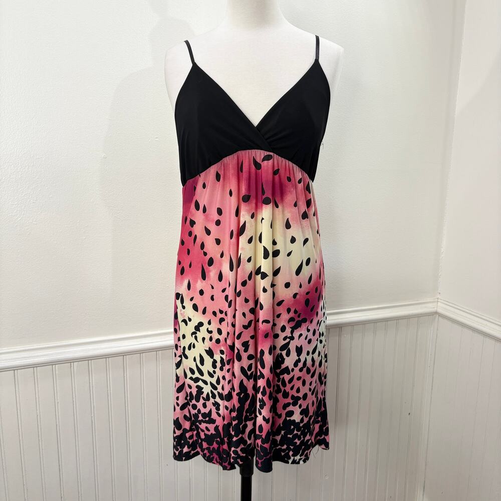 Rue 21 Size M Y2K Babydoll Mini Dress Adjustable Straps Stretch USA Vintage FLAW